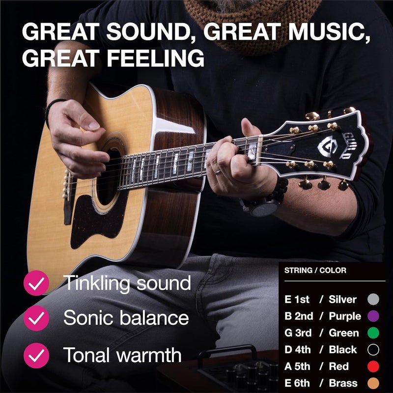 Henry's Strings Light Acoustic Guitar Strings 10-47 - Brilliant Sound & Extra E1 String & 3xGuitar Picks - Phosphor Bronze Guitar Strings Acoustic - Acoustic Guitar Strings 6 String Set - Image 3